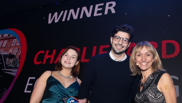 (L-R) Presenter Sarah George, reporter, edie, Charlie Jardine and compere Michaela Strachan